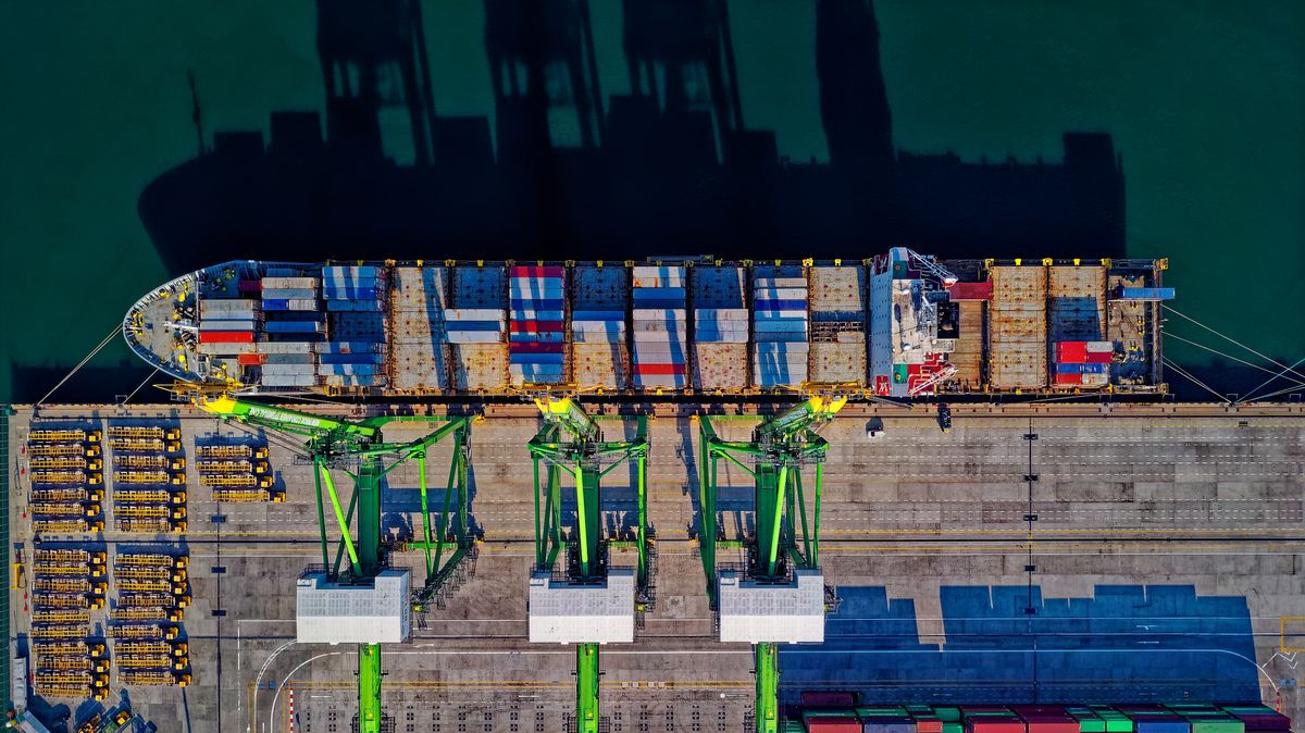 Container ship at sea