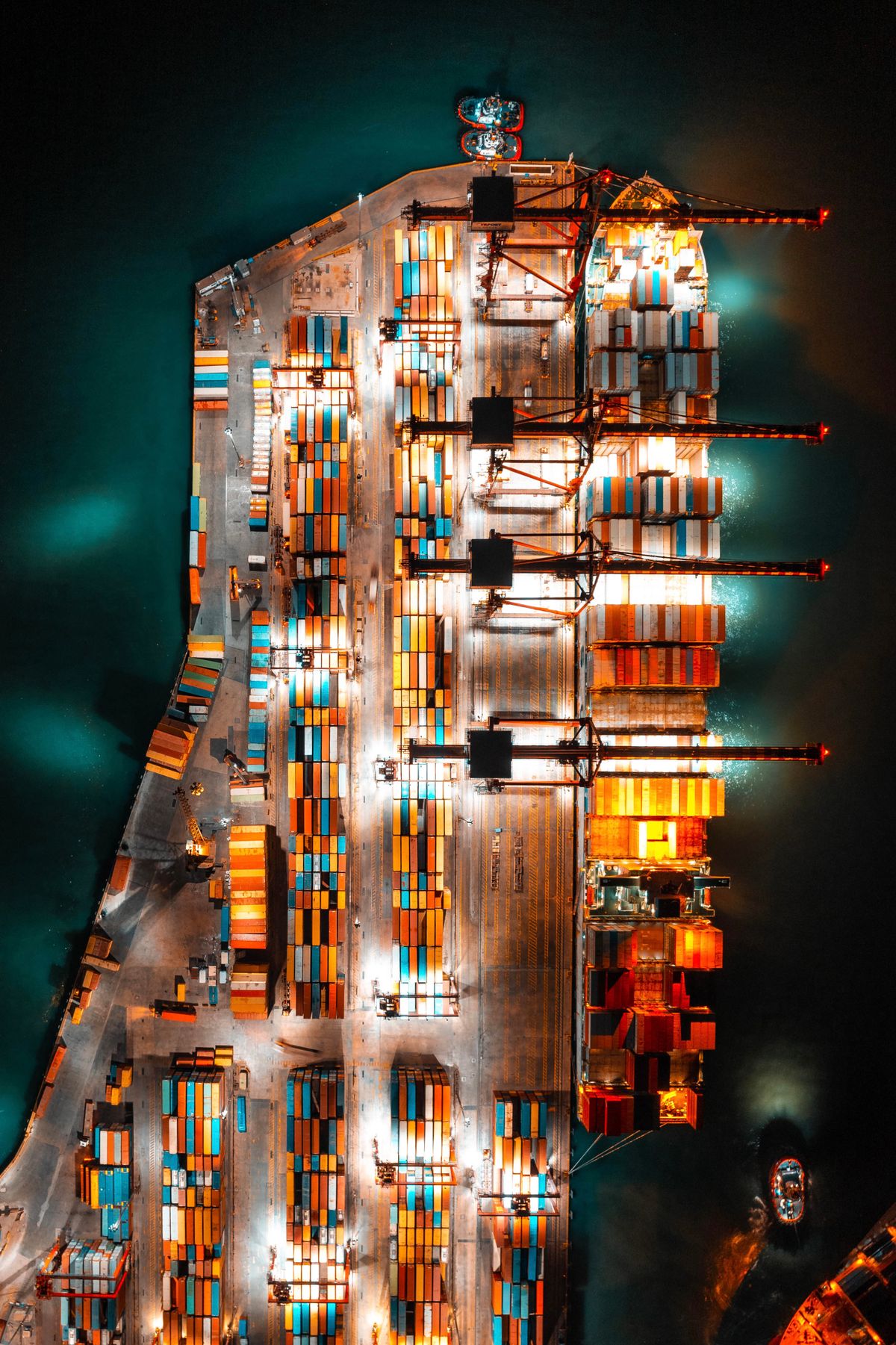 Container terminal at night