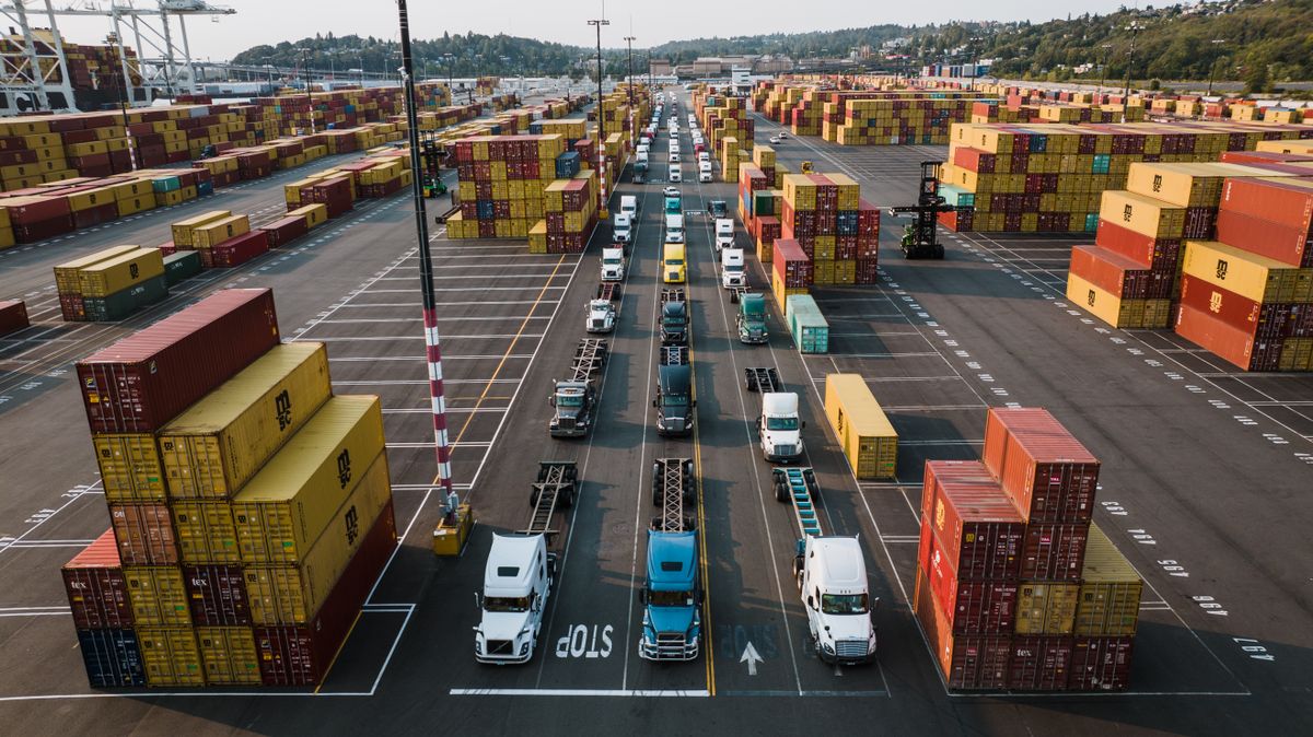 Trucks at the port